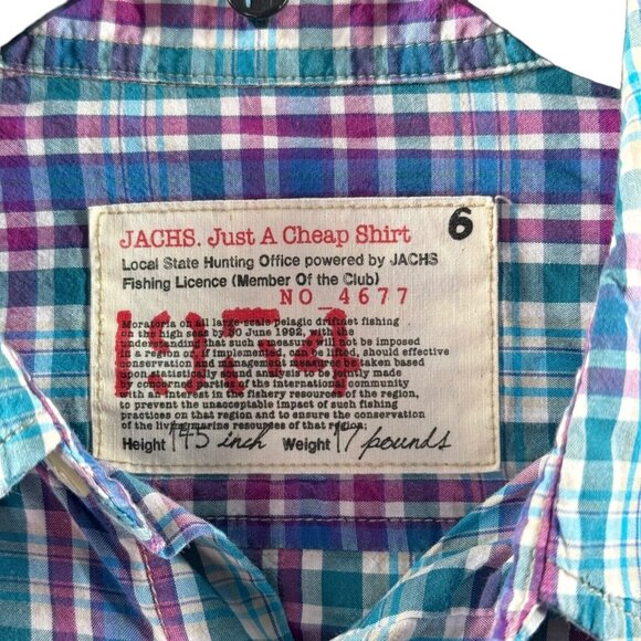 Jachs MFG. Shirt Adult XL Blue Purple White Plaid Flannel Heritage Button Down - Picture 2 of 9